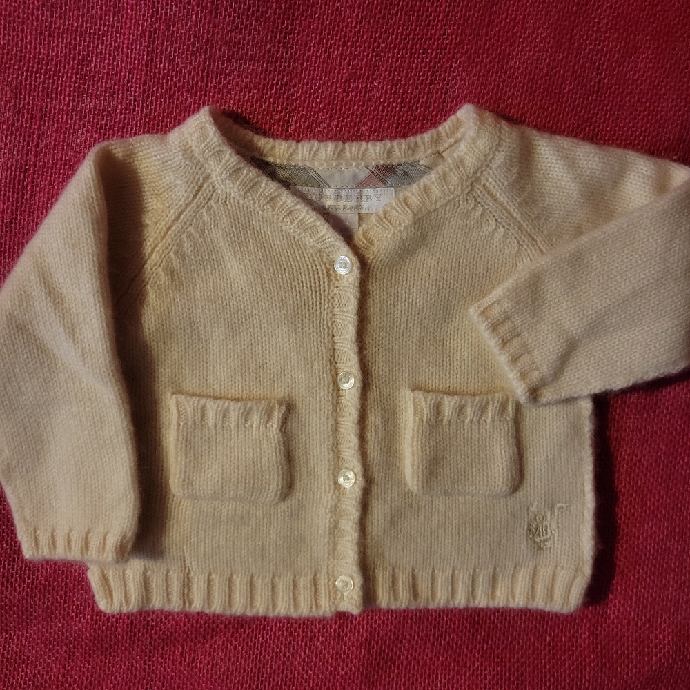 BURBERRY Ivory 100% Cashmere Cardigan 6m